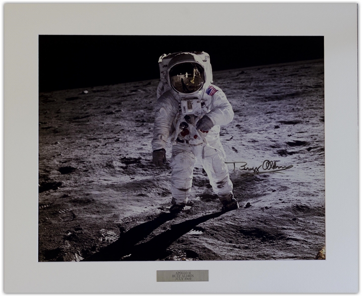 Buzz Aldrin Fantastic Signed 20'' x 16'' Photo of the First Lunar Landing